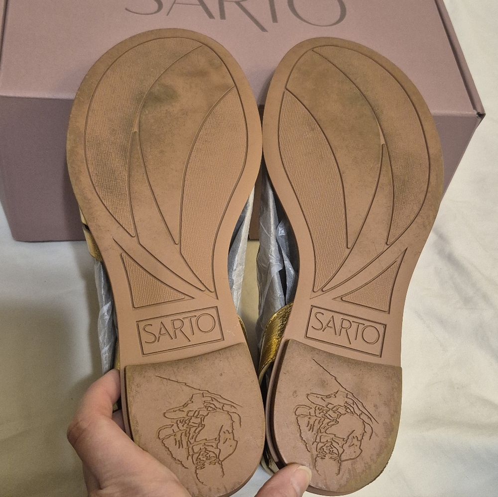 Women's Gold Ankle Strap Sandals - Picture 6 of 6